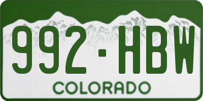 CO license plate 992HBW