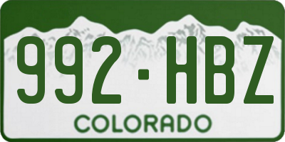 CO license plate 992HBZ