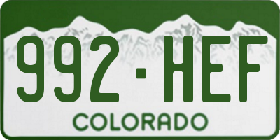 CO license plate 992HEF