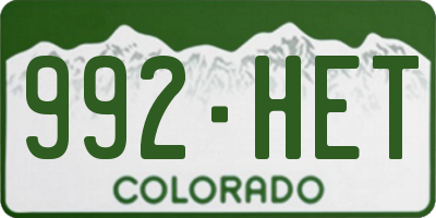 CO license plate 992HET