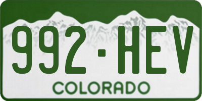 CO license plate 992HEV