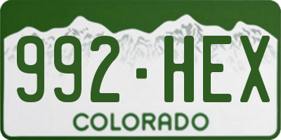 CO license plate 992HEX
