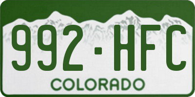 CO license plate 992HFC