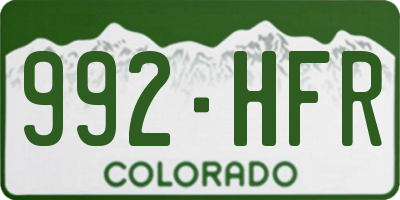 CO license plate 992HFR