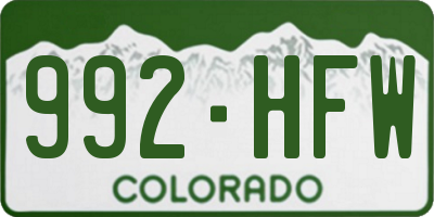 CO license plate 992HFW