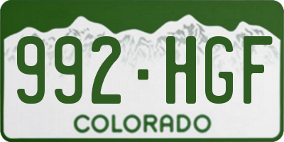CO license plate 992HGF