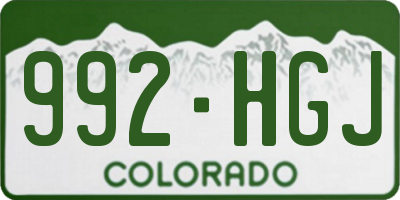 CO license plate 992HGJ