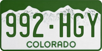 CO license plate 992HGY