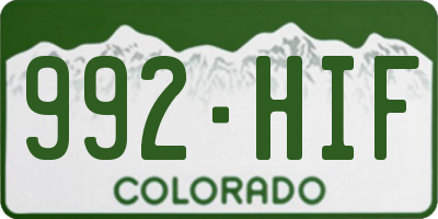 CO license plate 992HIF