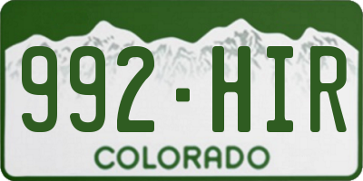 CO license plate 992HIR