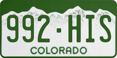 CO license plate 992HIS