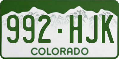 CO license plate 992HJK