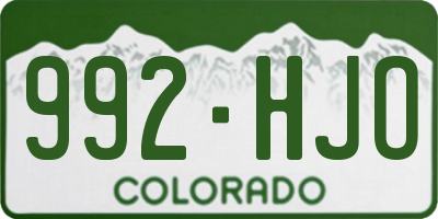 CO license plate 992HJO
