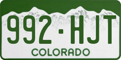 CO license plate 992HJT