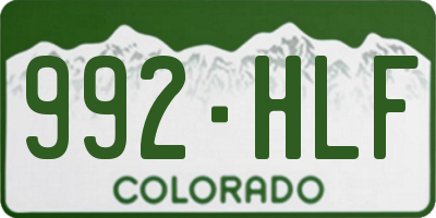 CO license plate 992HLF
