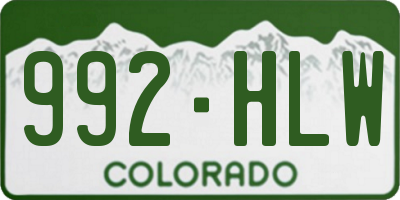 CO license plate 992HLW