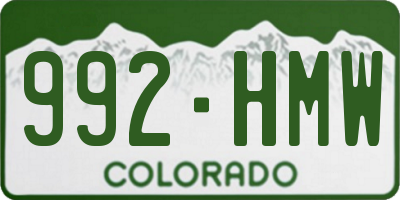 CO license plate 992HMW