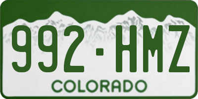 CO license plate 992HMZ