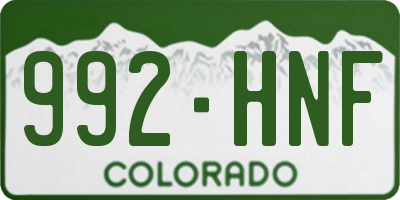 CO license plate 992HNF
