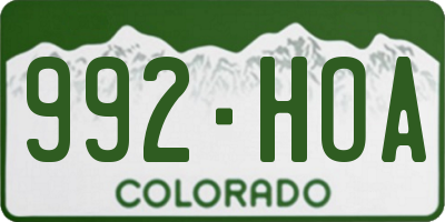 CO license plate 992HOA