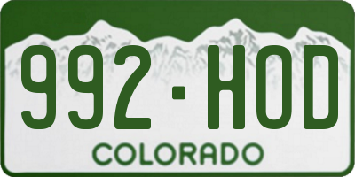 CO license plate 992HOD