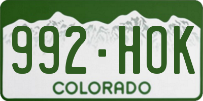 CO license plate 992HOK