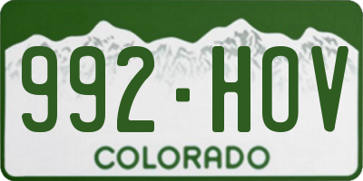 CO license plate 992HOV