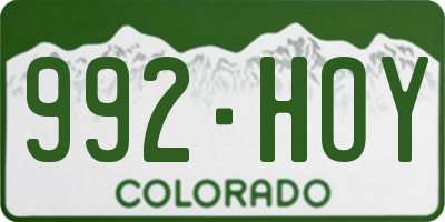 CO license plate 992HOY