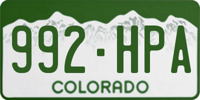 CO license plate 992HPA