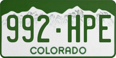 CO license plate 992HPE