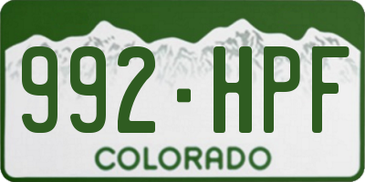 CO license plate 992HPF