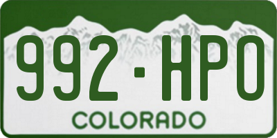 CO license plate 992HPO