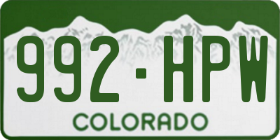 CO license plate 992HPW