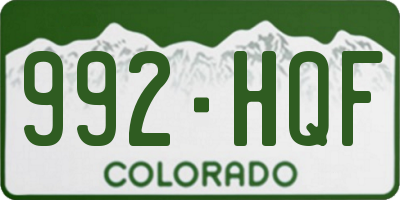 CO license plate 992HQF