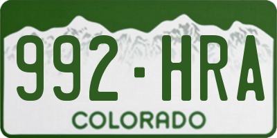 CO license plate 992HRA