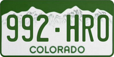 CO license plate 992HRO