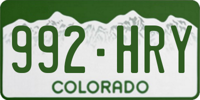 CO license plate 992HRY