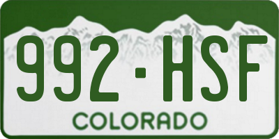 CO license plate 992HSF