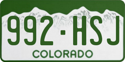 CO license plate 992HSJ