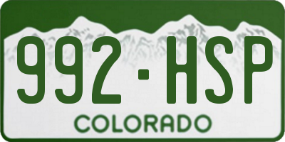 CO license plate 992HSP