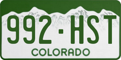 CO license plate 992HST
