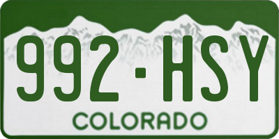 CO license plate 992HSY