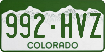 CO license plate 992HVZ
