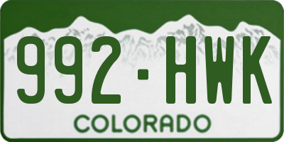 CO license plate 992HWK