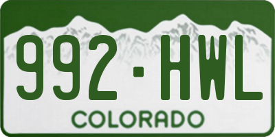 CO license plate 992HWL