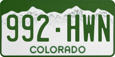 CO license plate 992HWN