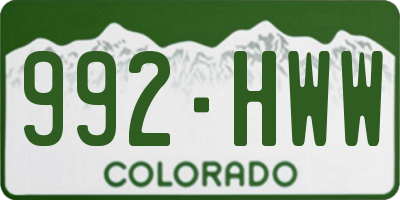CO license plate 992HWW