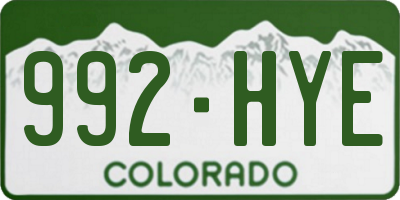 CO license plate 992HYE