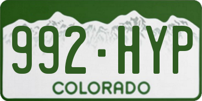 CO license plate 992HYP