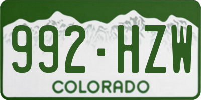 CO license plate 992HZW